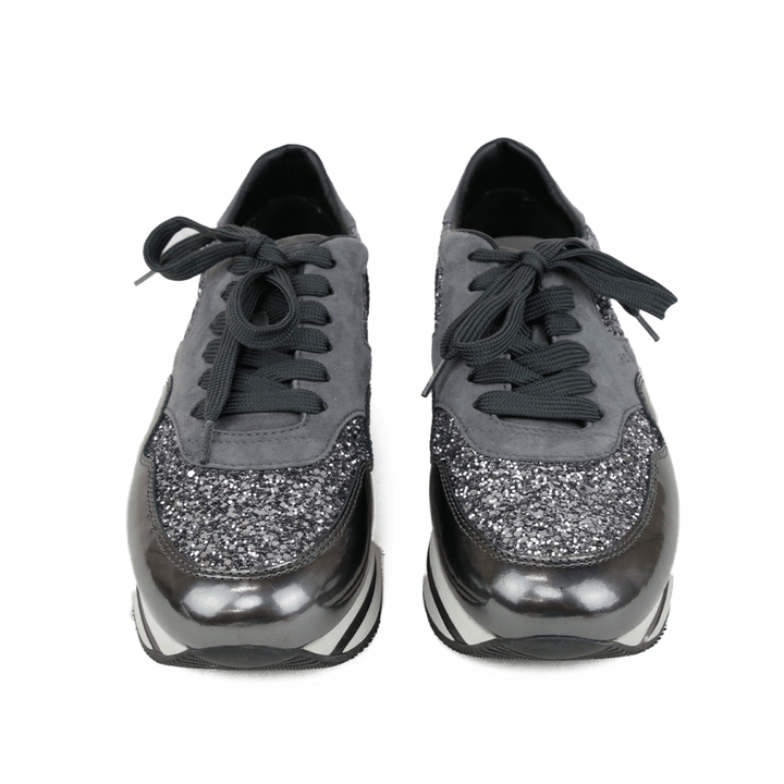 Hogan Gray & Gunmetal Glitter Sneakers