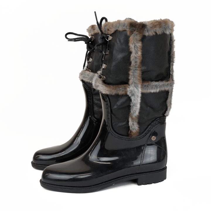 Stuart Weitzman Faux Fur Trim Rain Boots