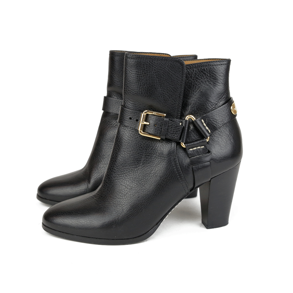 Ralph Lauren Collection Black Leather Ankle Boots