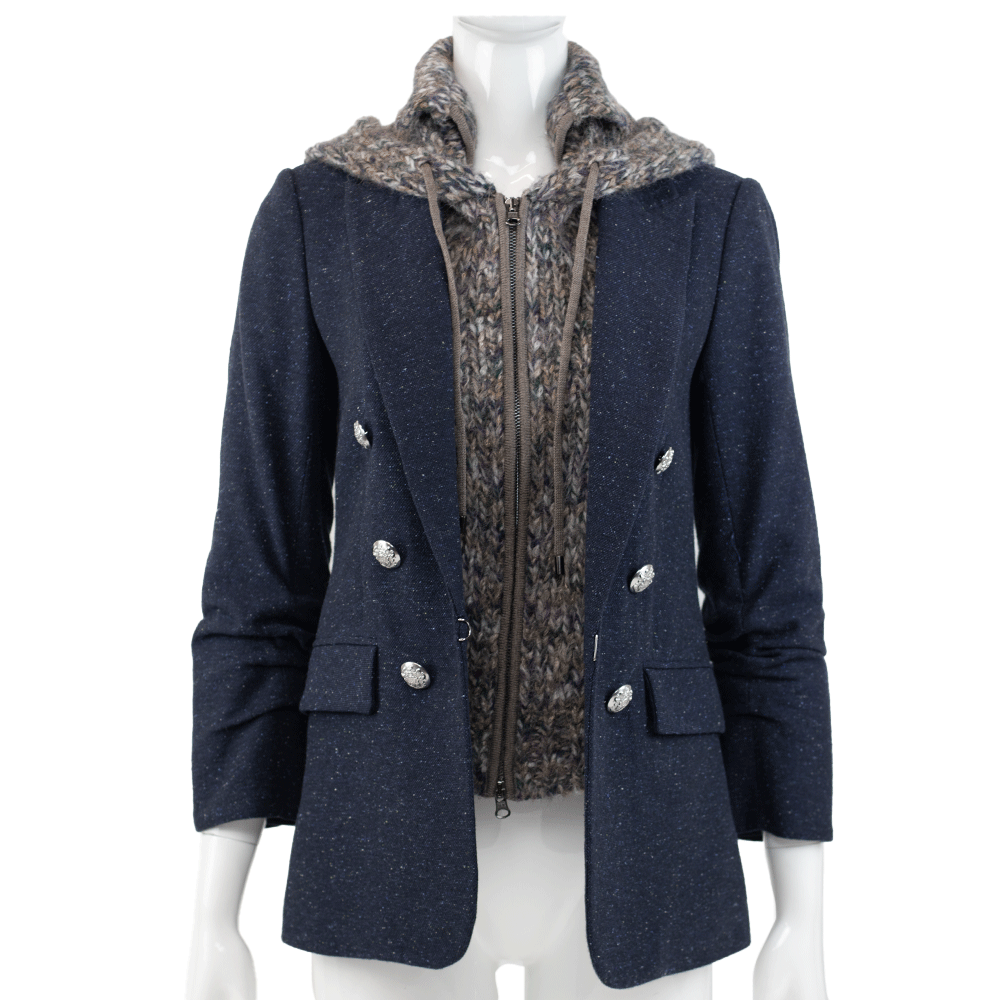 Veronica Beard Navy Knit Hoodie Blazer