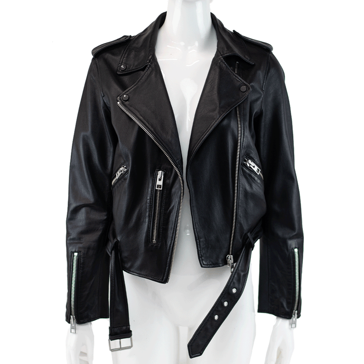 AllSaints Black Leather Biker Jacket