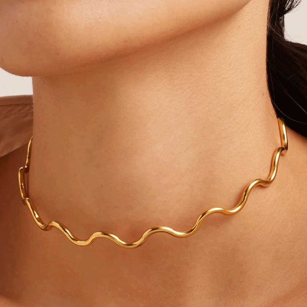 Jenny Bird Gold Squiggle Choker Necklace