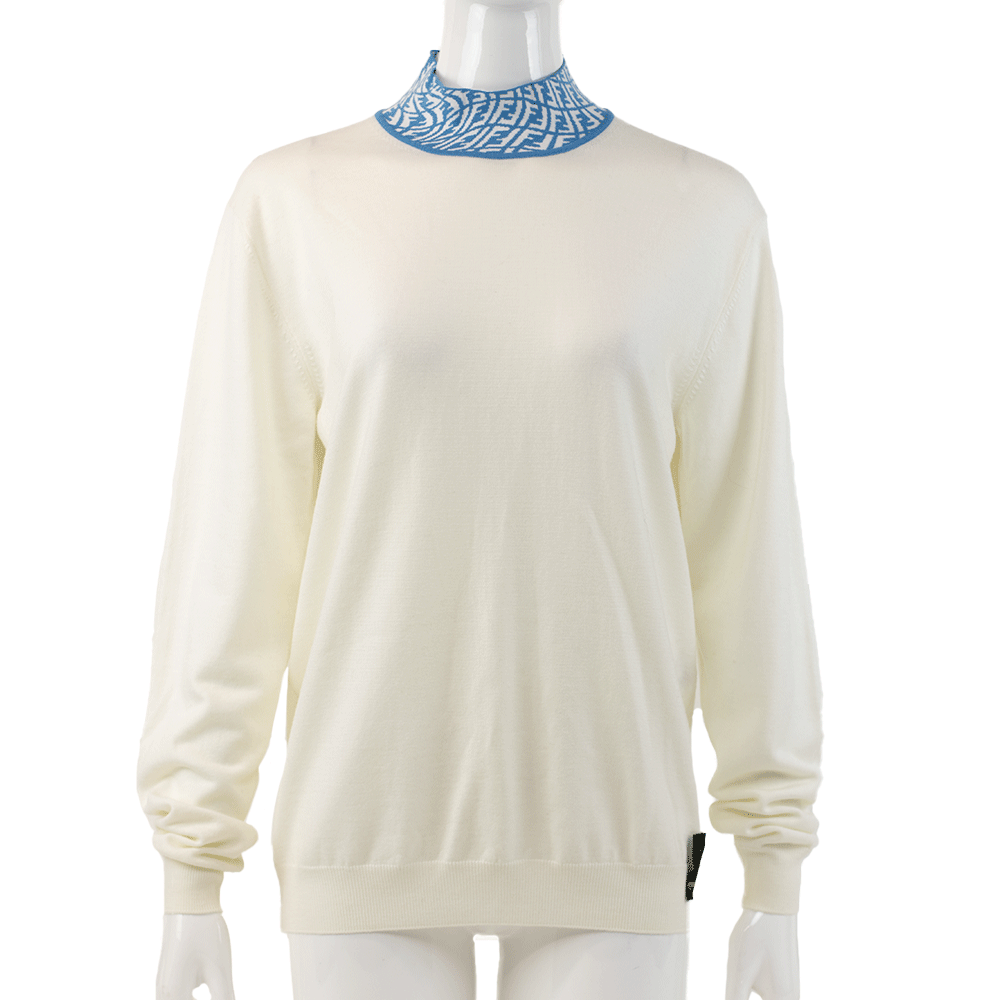 Fendi White & Blue FF Vertigo Sweater