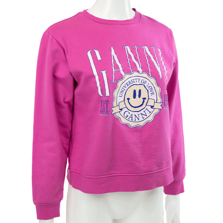 Ganni University of Love Pink Sweatshirt