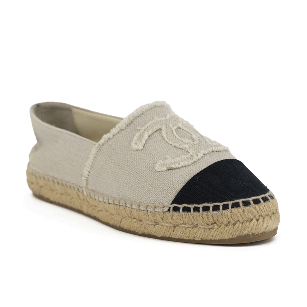 Chanel Canvas Cap Toe CC Espadrille Flats