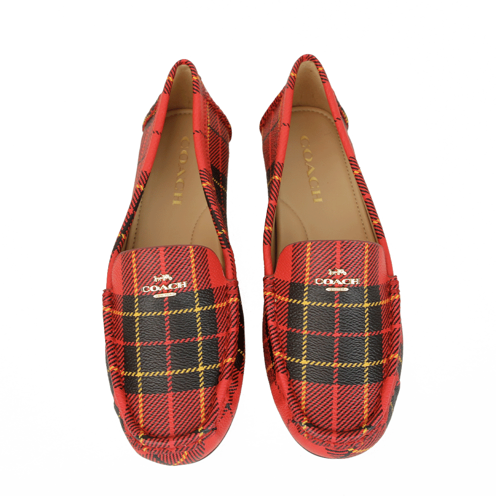Coach Red Plaid Loafers