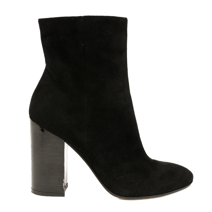 side view of Gianvito Rossi Black Suede Ankle Boots