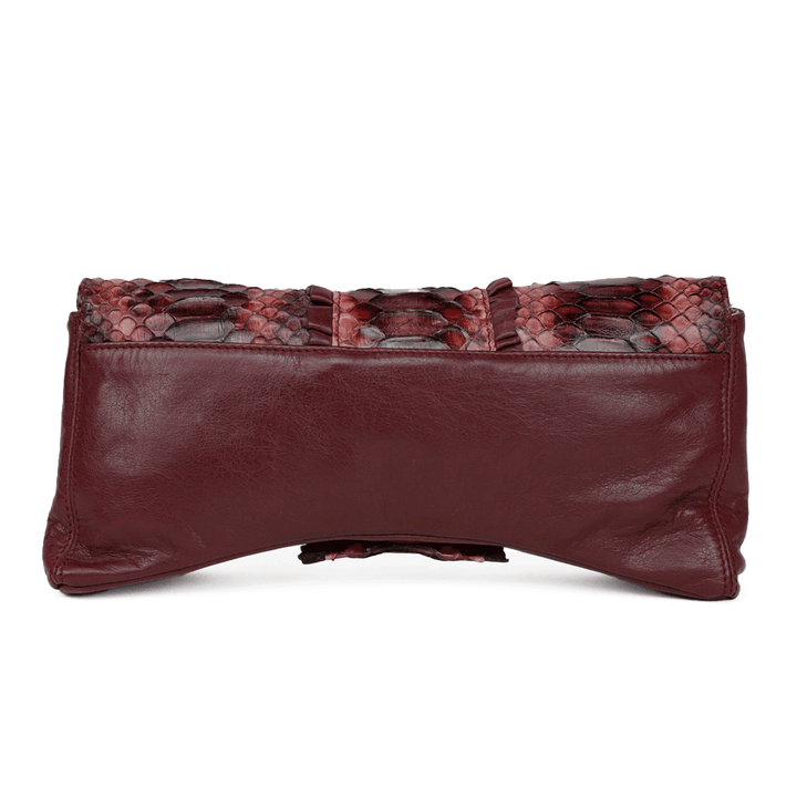 LAI Magenta Leather Python Flap Clutch Bag