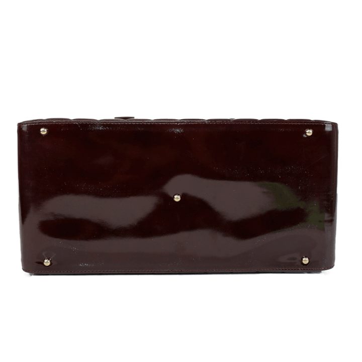 Chanel Burgundy Patent Leather Chocolate Bar Bowler Bag