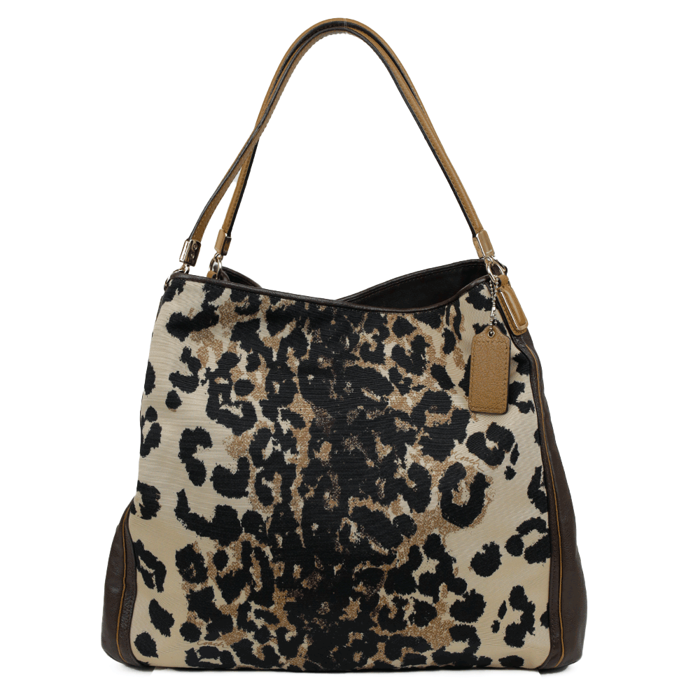 Coach Canvas & Leather Leopard Print Tote Bag