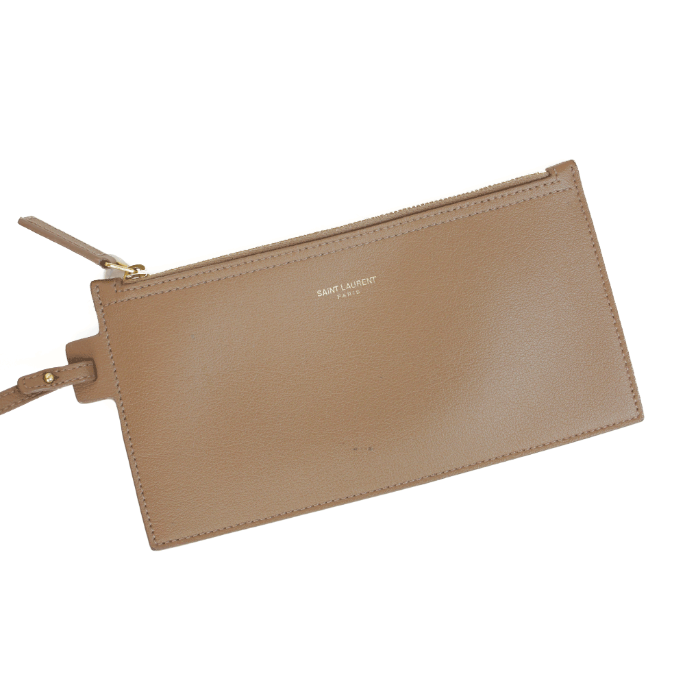 Saint Laurent Taupe Leather Shopping Tote