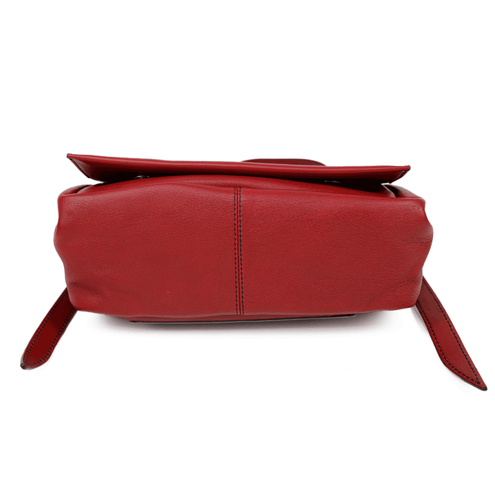 Elena Ghisellini Red Leather Flap Foxy Medium Satchel