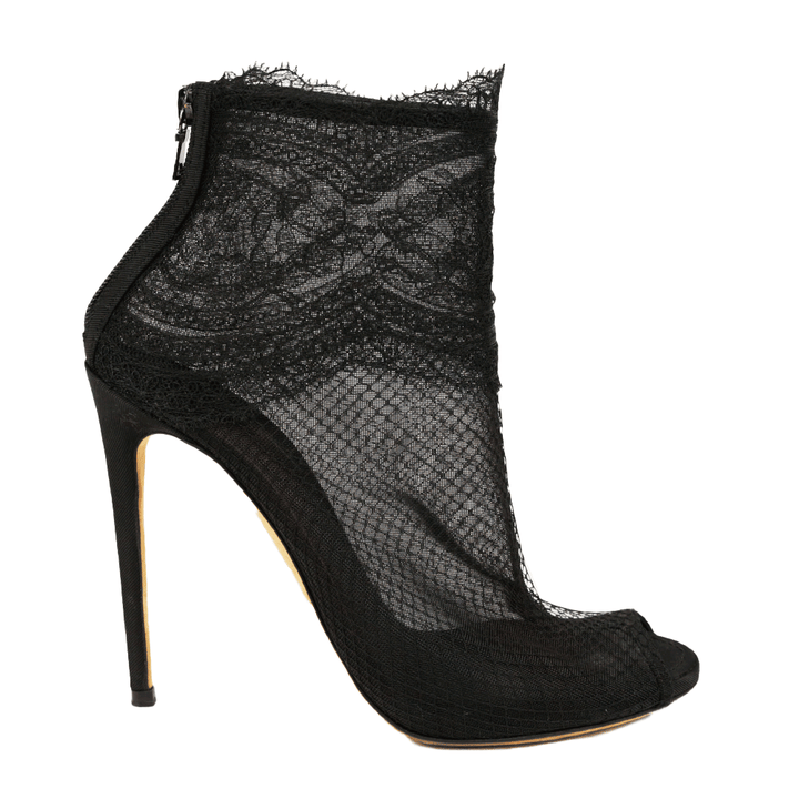 Dolce & Gabbana Black Lace Trim Mesh Sock Boots