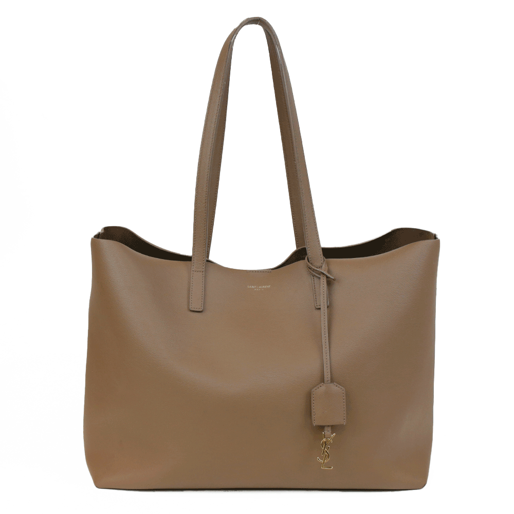 Saint Laurent Taupe Leather Shopping Tote