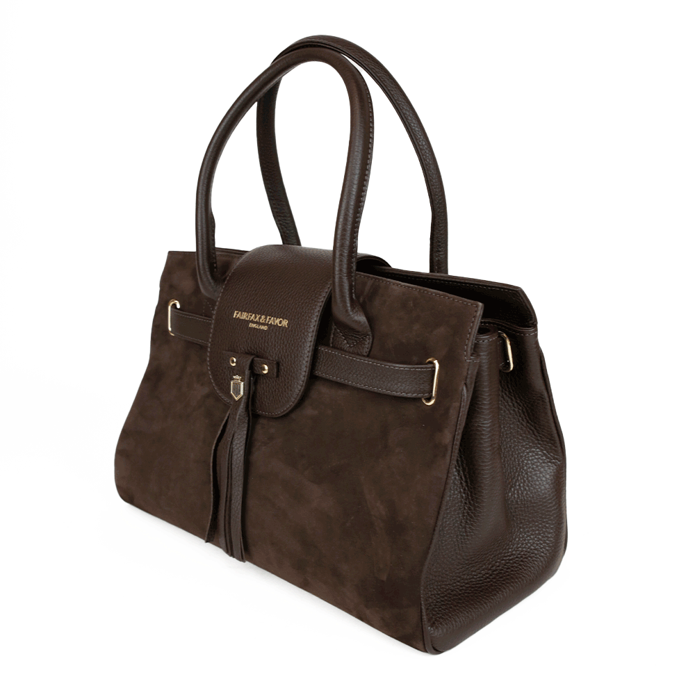 Fairfax & Favor Brown Suede & Leather Large Windsor Tote