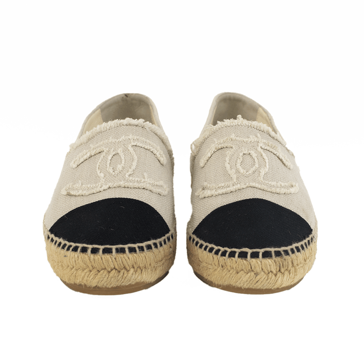 Chanel Canvas Cap Toe CC Espadrille Flats