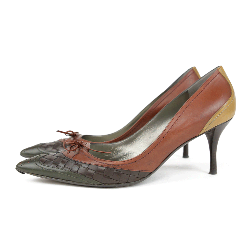 Bottega Veneta Vintage Leather Intrecciato Pumps