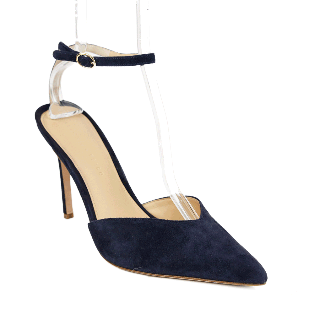 Veronica Beard Navy Suede Ankle Strap Pumps
