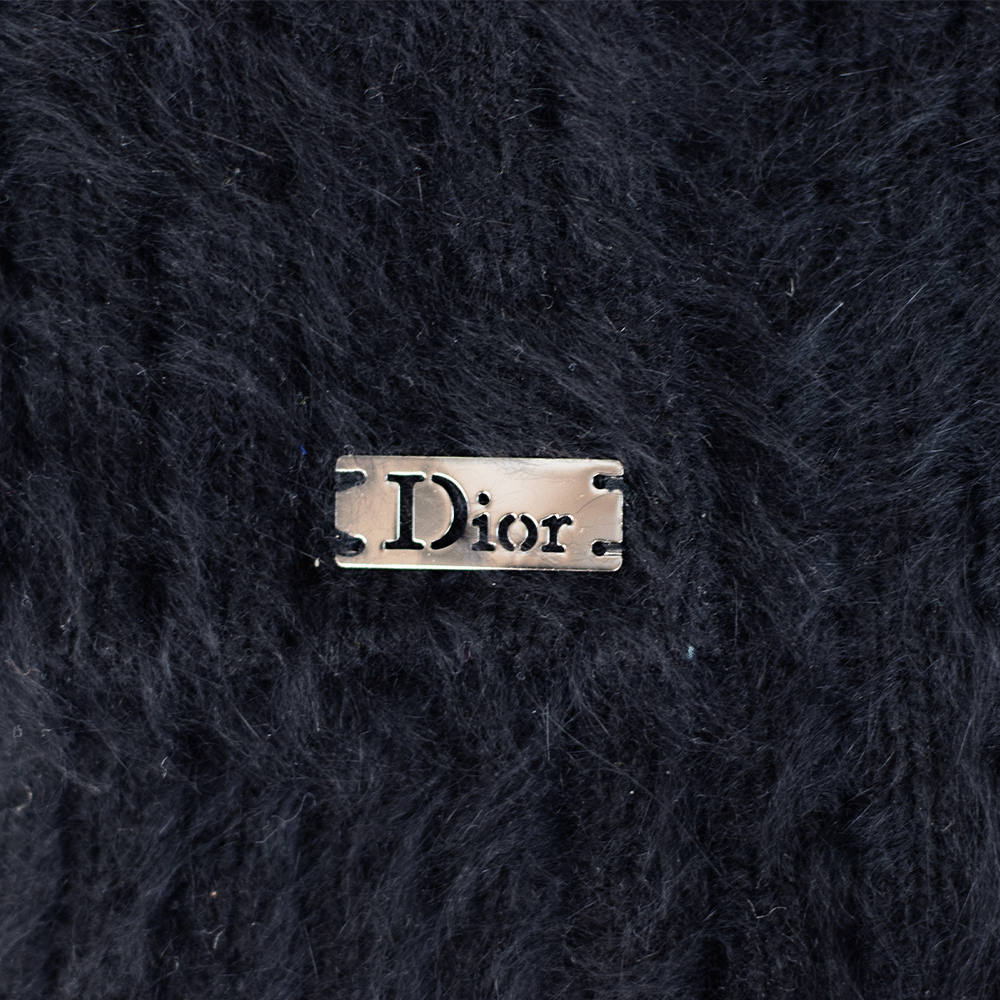 Christian Dior Vintage Black Cable Knit Scarf