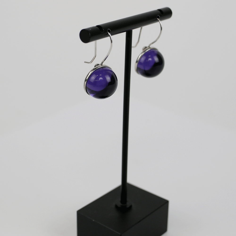 Baccarat Purple Crystal & Sterling Silver Drop Earrings