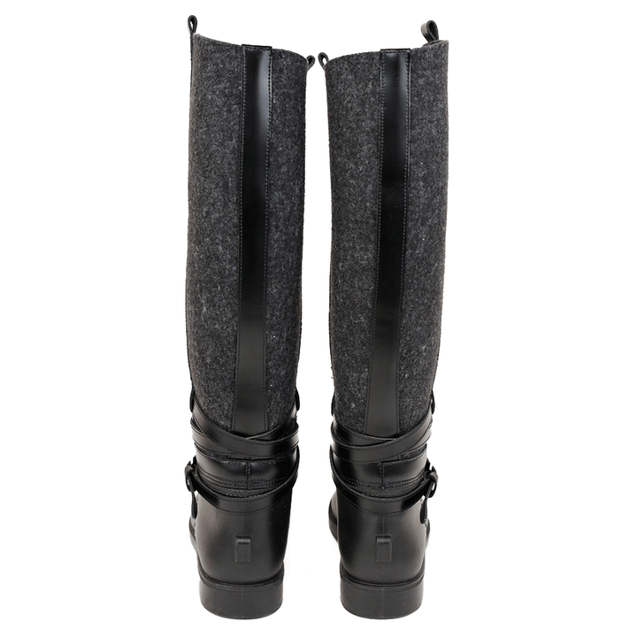 Salvatore Ferragamo Charcoal Wool & Rubber Calf Boots