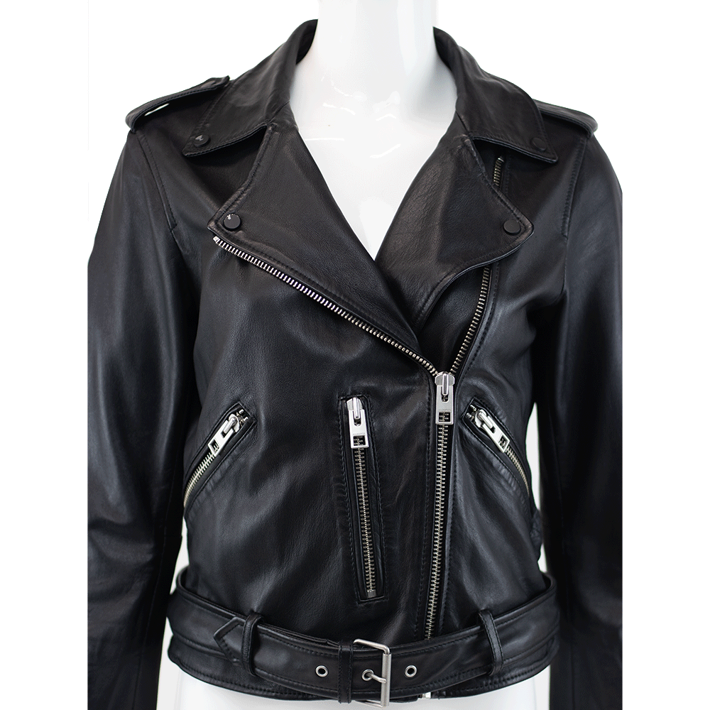 AllSaints Black Leather Biker Jacket