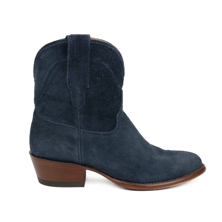 Tecovas Navy Suede Western Ankle Boots