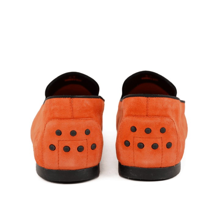 Tod's Orange & Black Suede Loafers