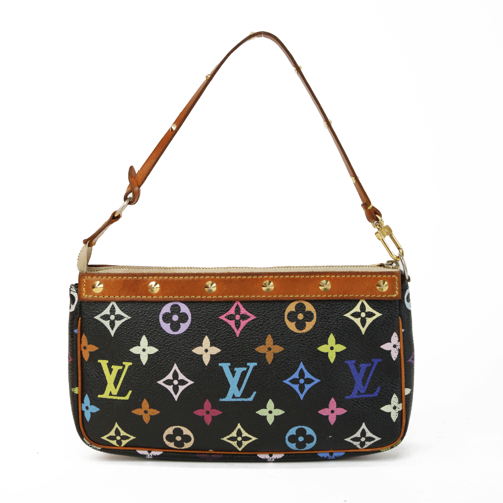 Louis Vuitton, Bags, Louis Vuitton X Takashi Murakami Pochette Black  Multicolor Lv Monogram Handbag