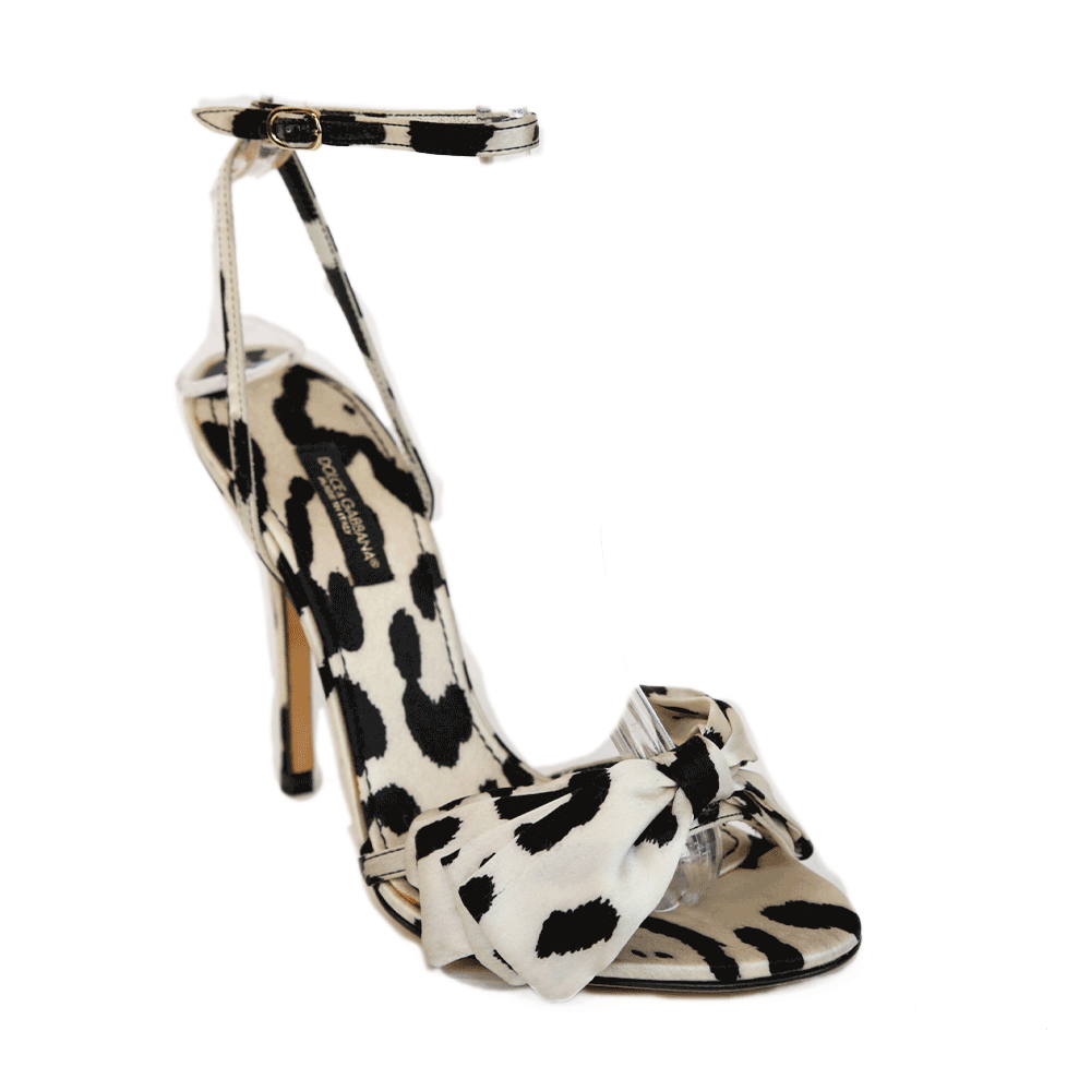 Dolce & Gabbana Leopard Print Satin Bow Sandals