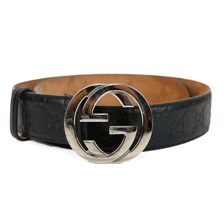 Gucci Black Interlocking G Buckle Wide Belt