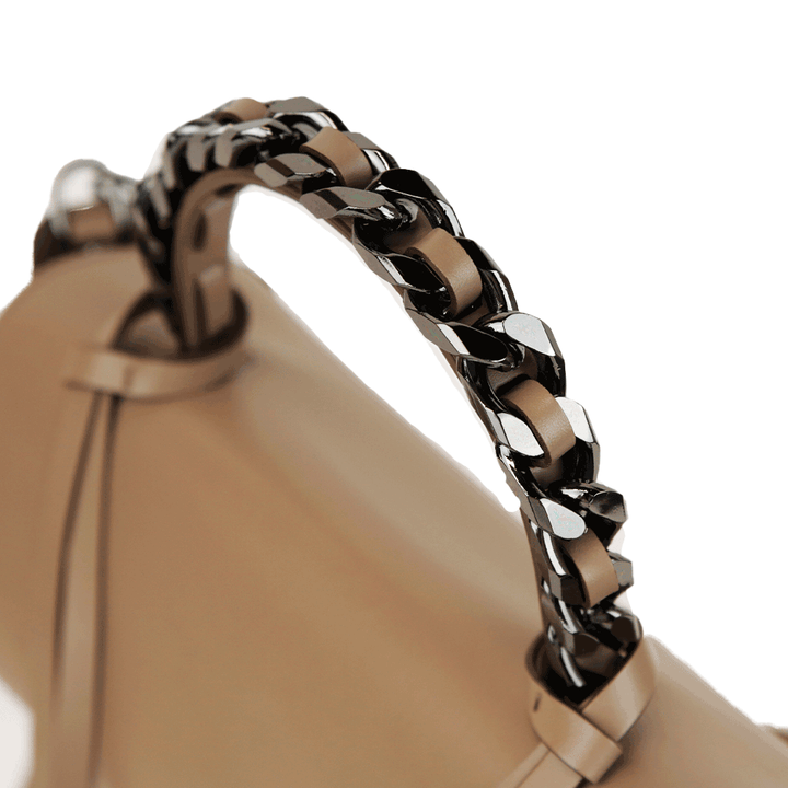 Elena Ghisellini Taupe Leather Angel Chain Handle Satchel