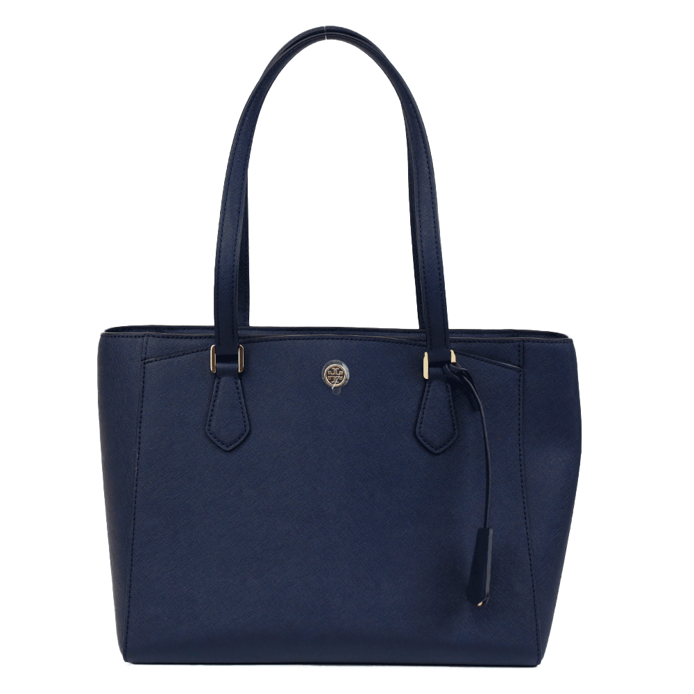 Tory Burch Navy Saffiano Leather Tote Bag