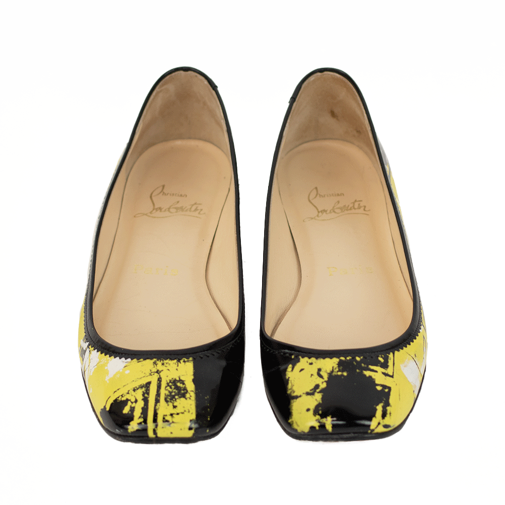 Christian Louboutin Patent Leather Graphic Print Ballet Flats