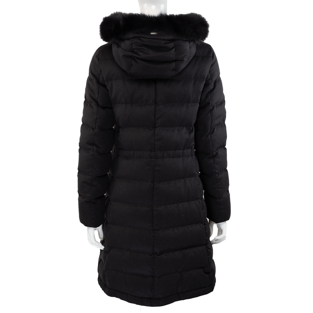 Herno Black Silk & Cashmere Quilted Long Coat