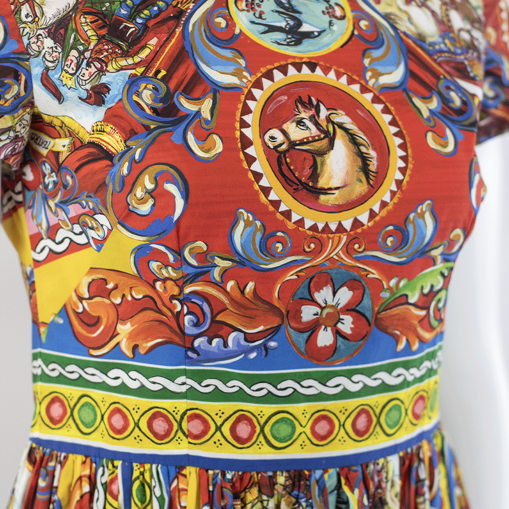 Dolce & Gabbana Teatro Dei Pupi Printed Cotton Poplin Dress