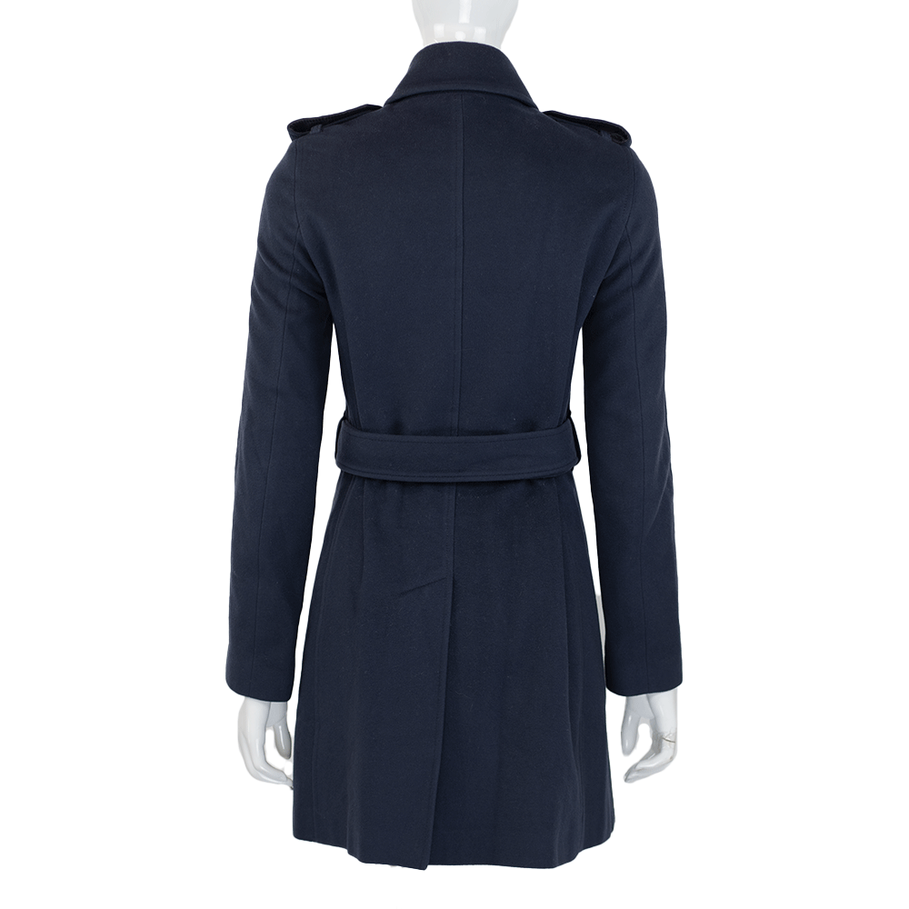 Burberry London Navy Wool & Cashmere Blend Trench Coat