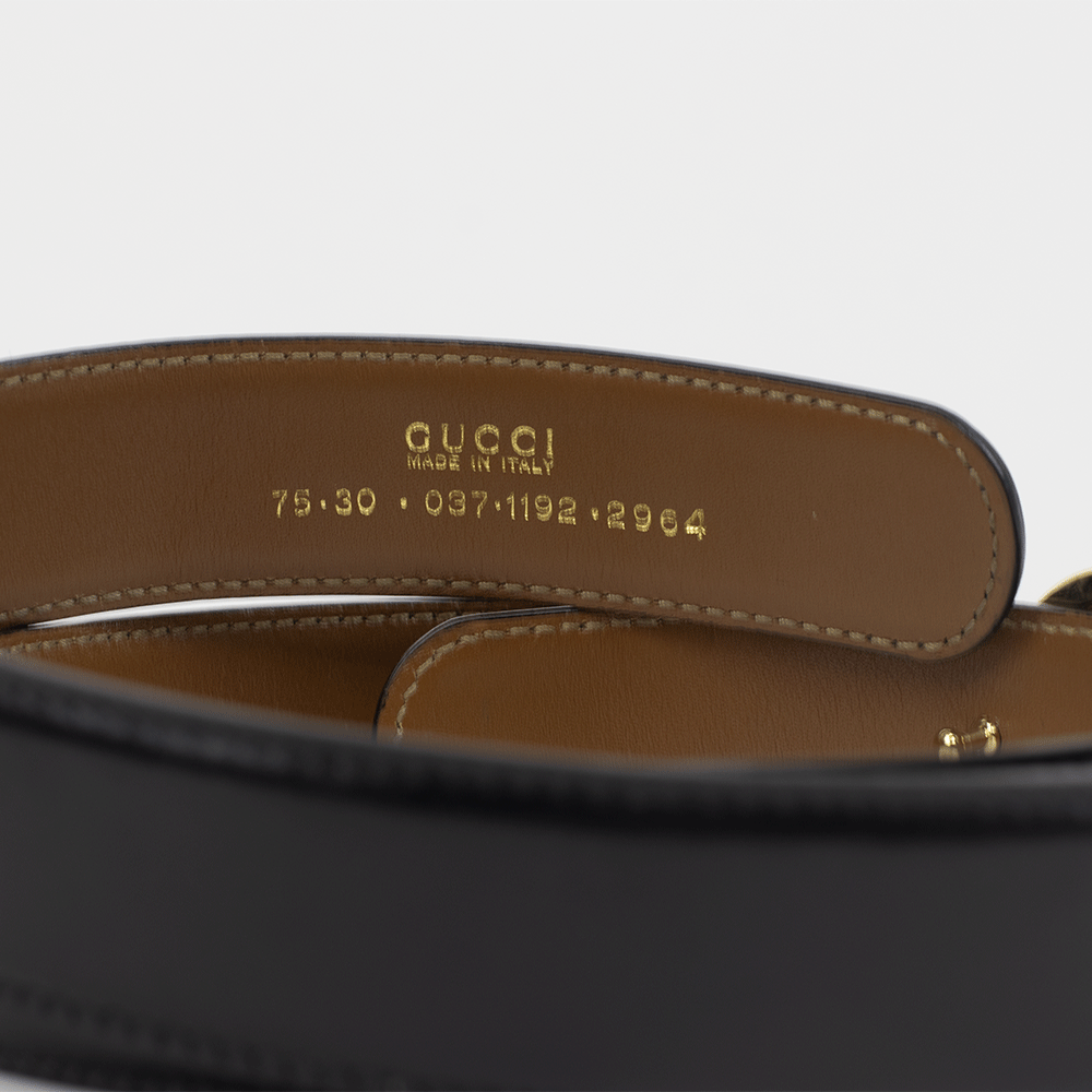 Gucci Vintage GG Buckle Black Leather Belt