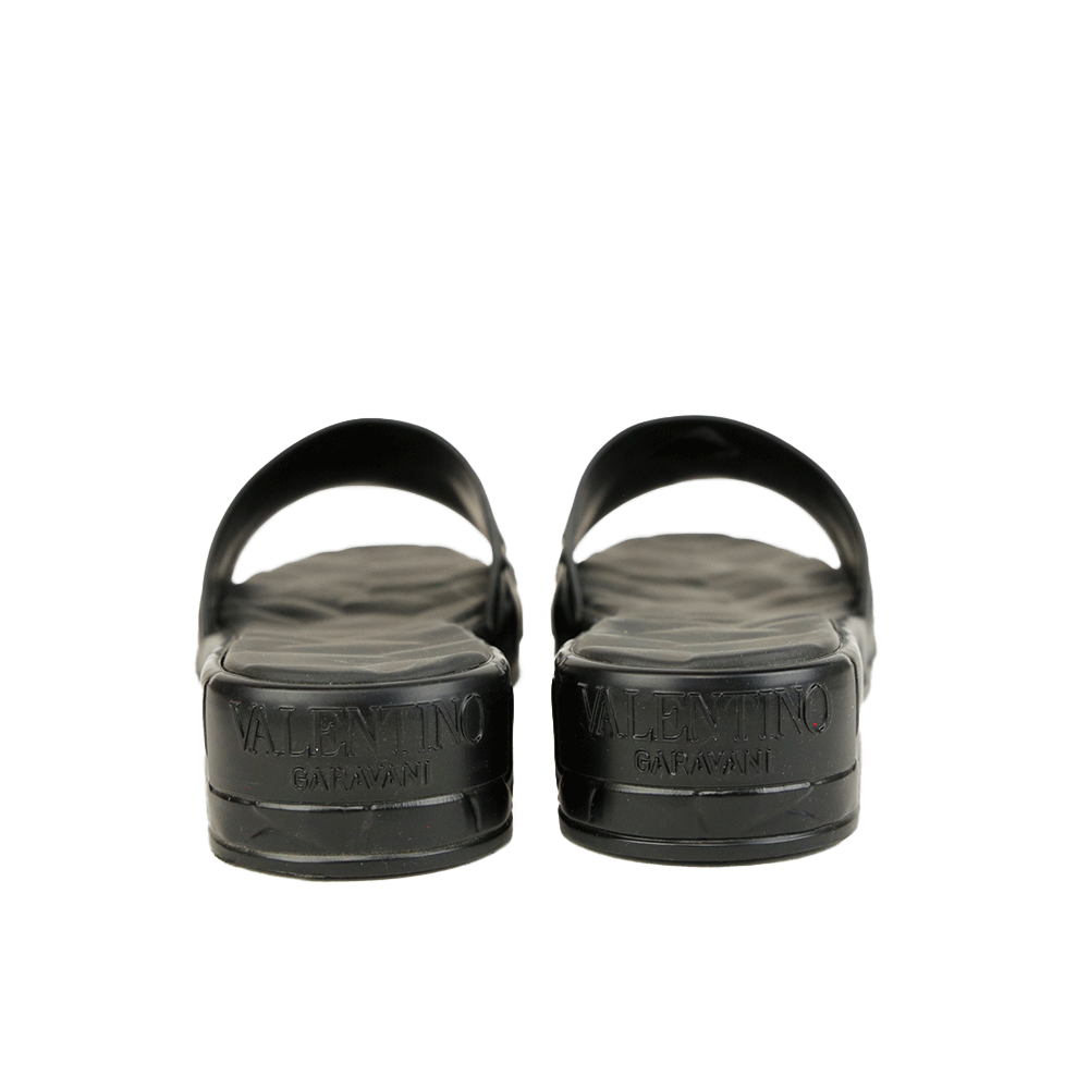 Valentino Black Rose Rubber Platform Slides