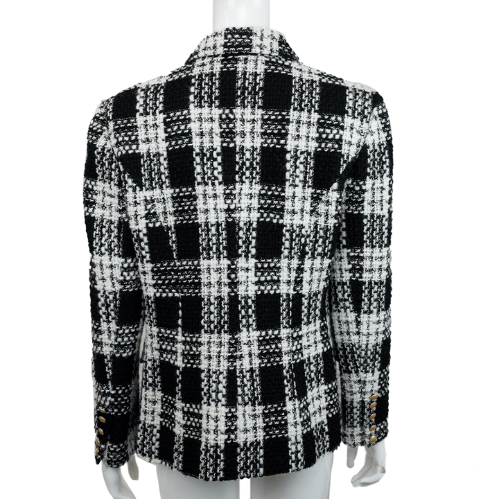 L'Agence Black & White Tweed Double Breasted Blazer