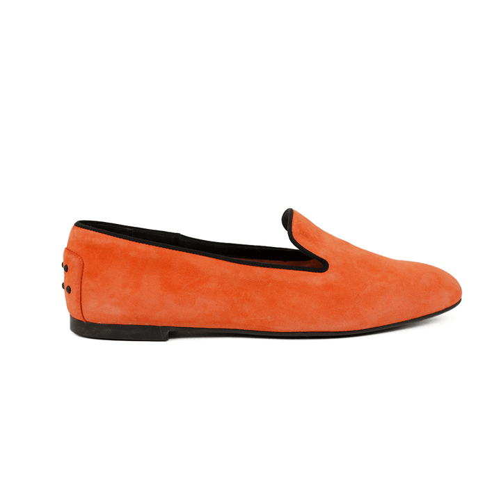 Tod's Orange & Black Suede Loafers