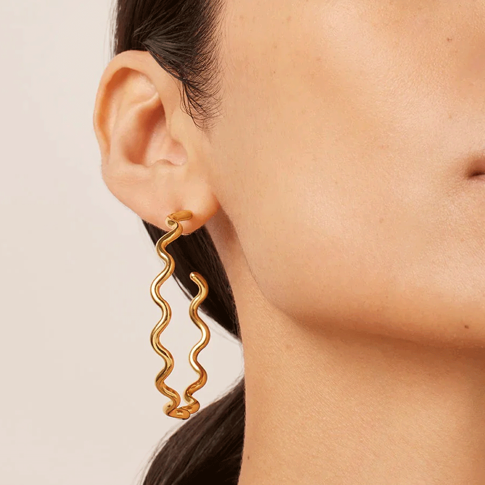 Jenny Bird Gold Squiggle Hoop Earrings