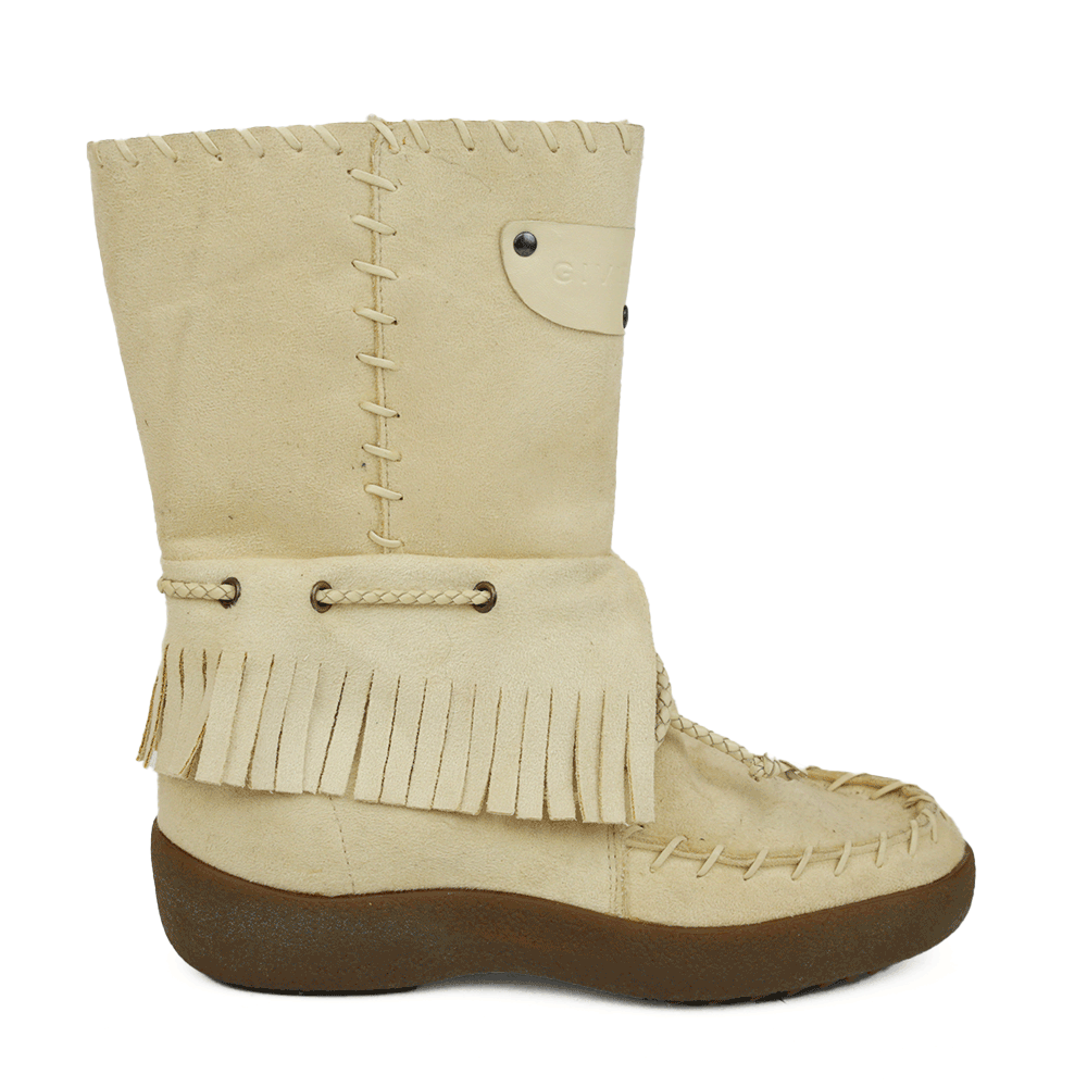Givenchy Cream Shearling Fringe Moccasin Boots