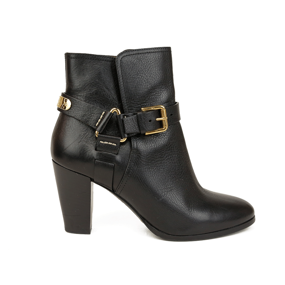 Ralph Lauren Collection Black Leather Ankle Boots