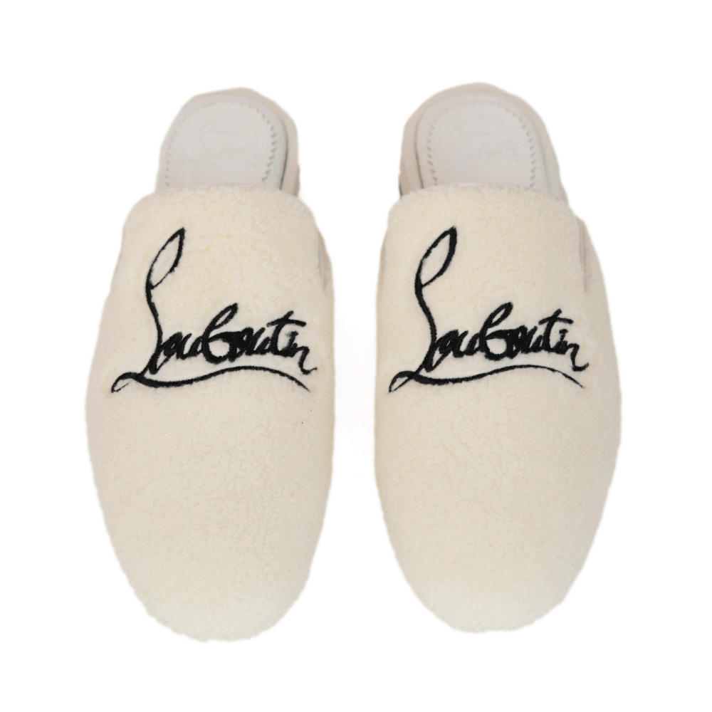 Christian Louboutin White Coolito Shearling Mule Loafers