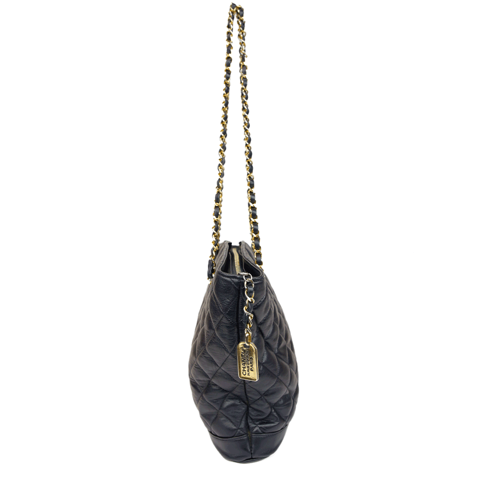 Chanel Vintage Navy Quilted Lambskin Shoulder Bag