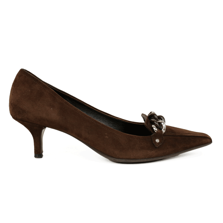 Prada Brown Suede Kitten Heel Pumps
