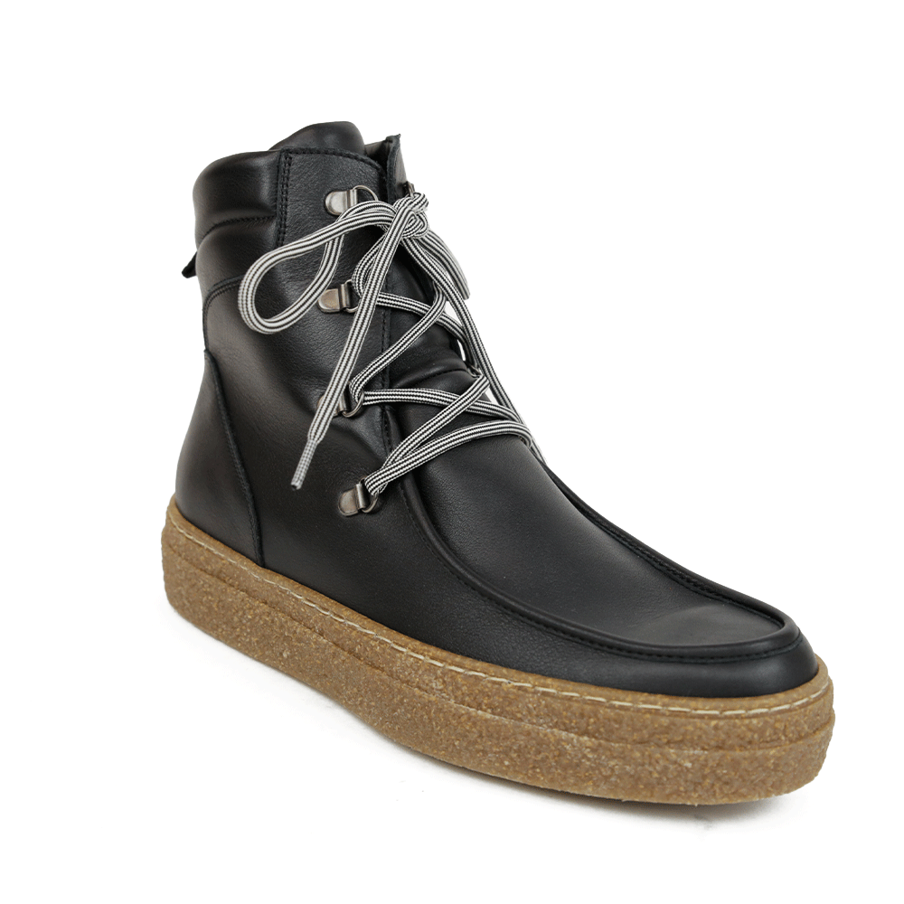 Aquatalia Taelyn Black Leather Lace Up Boots
