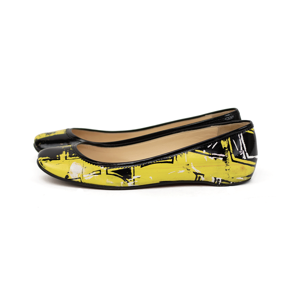 Christian Louboutin Patent Leather Graphic Print Ballet Flats