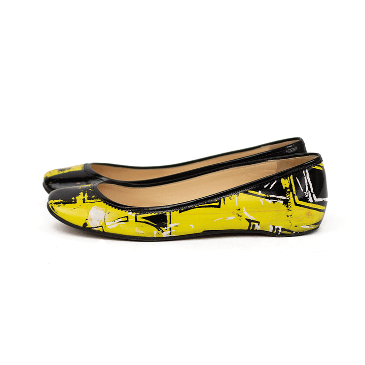 Christian Louboutin Patent Leather Graphic Print Ballet Flats